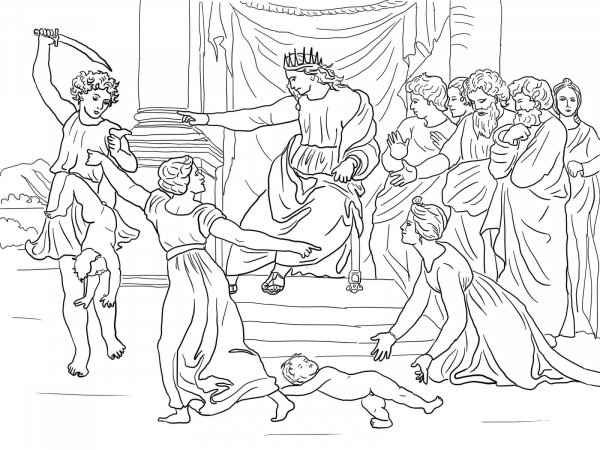 Judgment of Solomon coloring page image