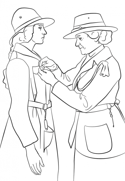 Juliette Gordon Low Pinning Ceremony coloring page image