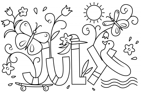 July coloring page image