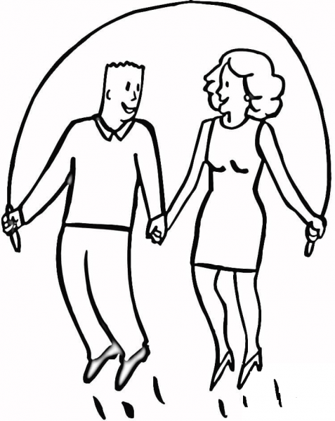 Jumping-rope coloring page image