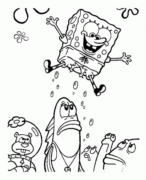 Jumping Spongebob coloring page image