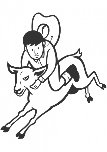 Junior Rodeo Sheep Riding coloring page image