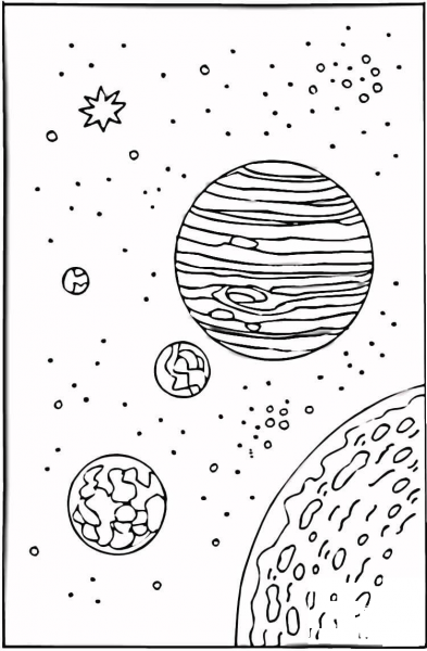 Jupiter and Other Planets coloring page image