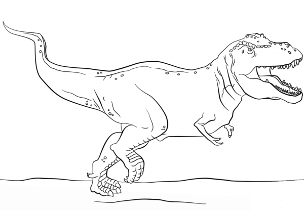 Jurassic Park T-Rex coloring page image