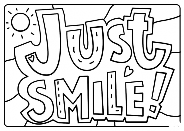 Just Smile – Encouraging Note coloring page image