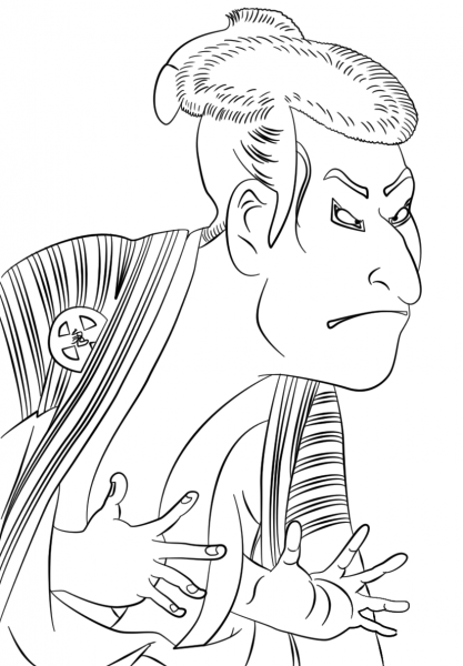 Kabuki Actor Otani by Toshusai Sharaku coloring page image