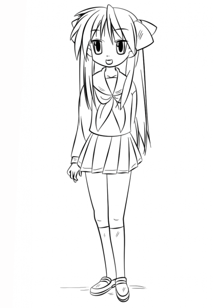 Kagami Hiiragi coloring page image