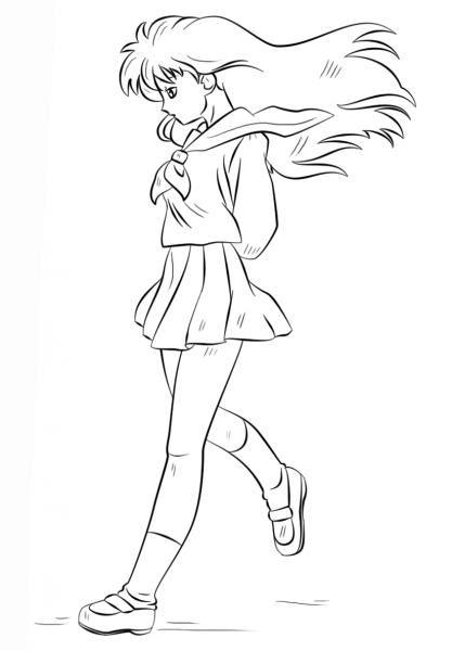Kagome Higurashi coloring page image