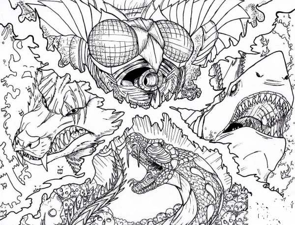 Kaiju Apocalypse coloring page image