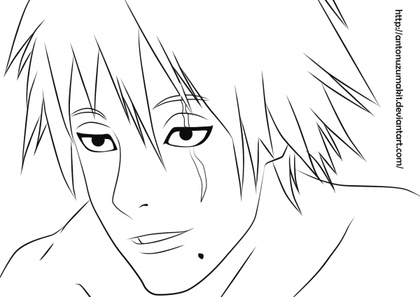 Kakashi Unmasked coloring page image