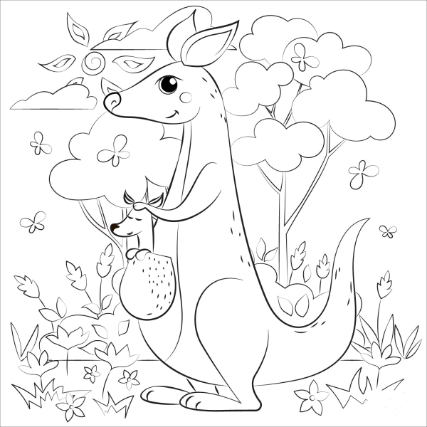 Kangaroo coloring page image