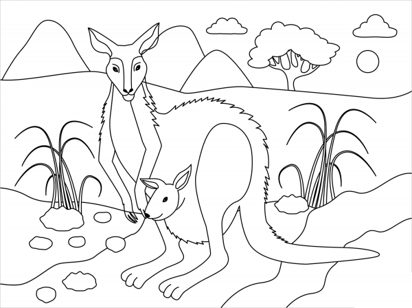 Kangaroo coloring page image