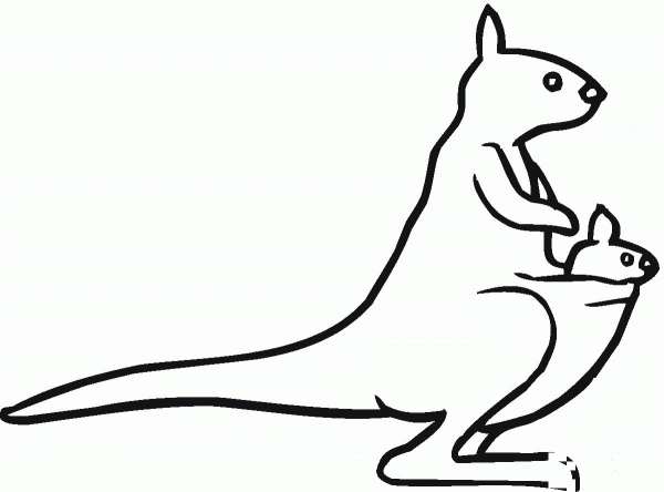 Kangaroo flyer with joey in pouch coloring page image
