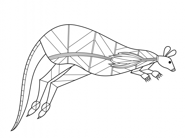 Kangaroo in Aboriginal Style coloring page image