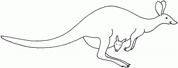 Kangaroo Jumps With Its Kid coloring page image