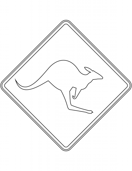 Kangaroos Sign in Australia coloring page image