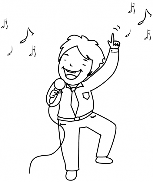 Karaoke Singer coloring page image