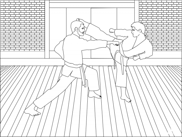 Karate coloring page image