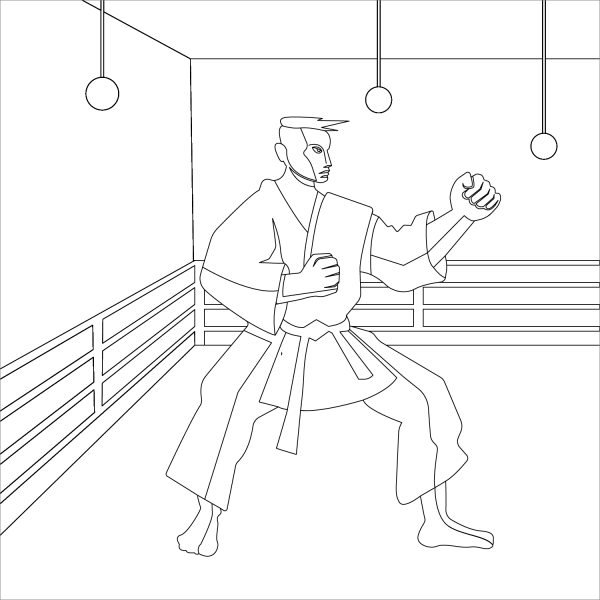 Karate coloring page image