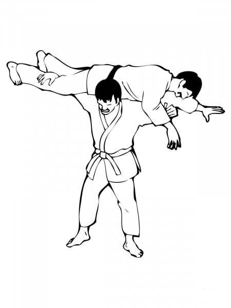 Kata Guruma Judo Throwing coloring page image