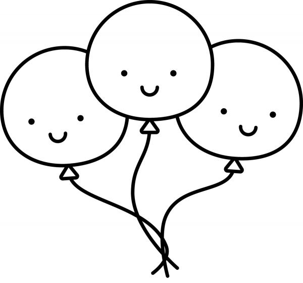 Kawaii Balloons coloring page image