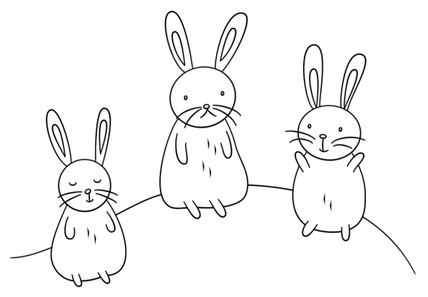 Kawaii Bunnies coloring page image