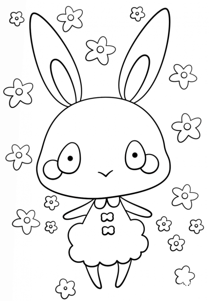 Kawaii Bunny Girl coloring page image