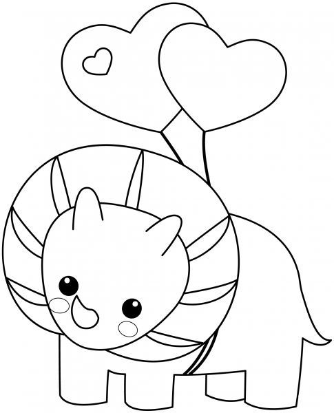 Kawaii Dinosaur coloring page image