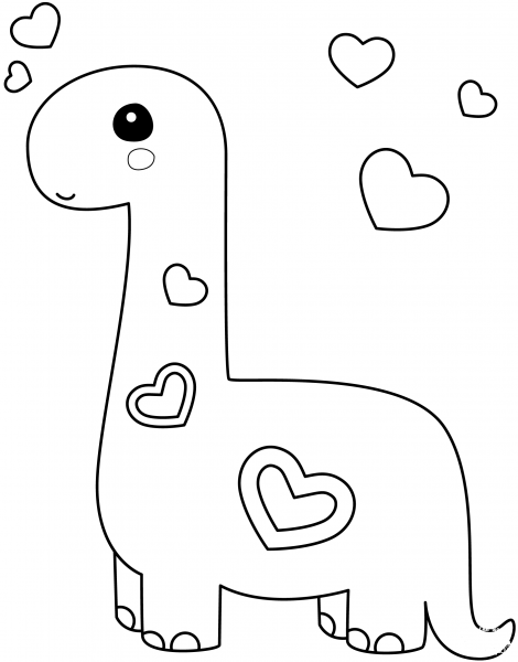 Kawaii Dinosaur coloring page image
