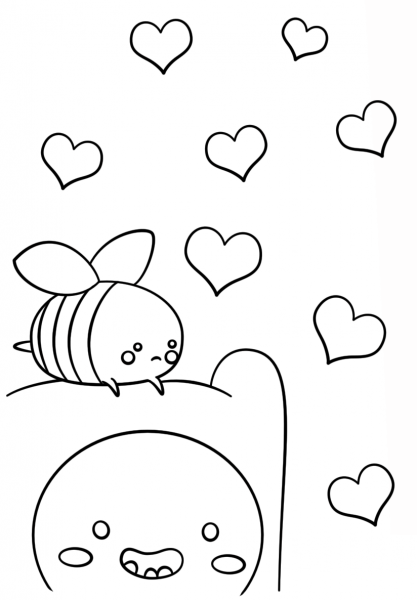 Kawaii Finn and Breezy coloring page image