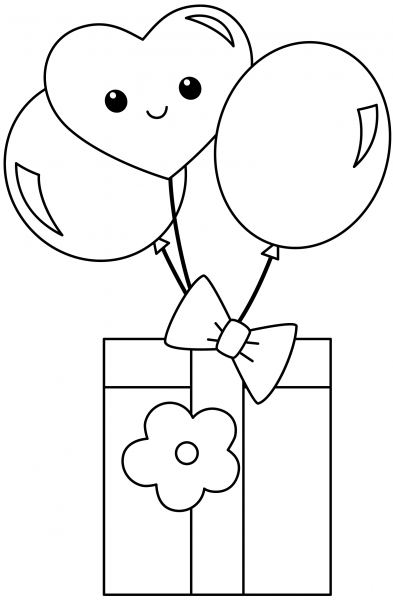 Kawaii Gift Box coloring page image