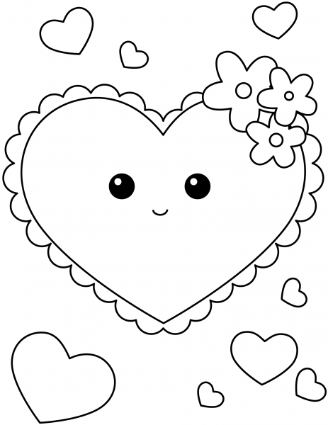 Kawaii Heart coloring page image