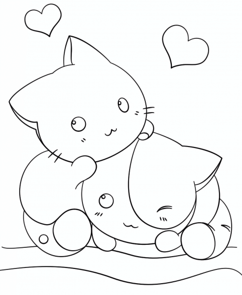 Kawaii Kittens coloring page image