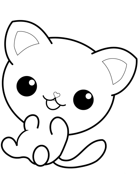 Kawaii Kitty coloring page image