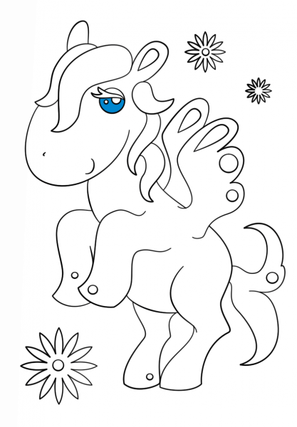 Kawaii Pegasus coloring page image