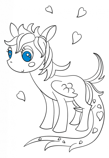 Kawaii Pegasus Pony coloring page image