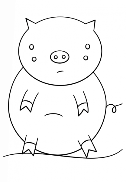Kawaii Pig coloring page image