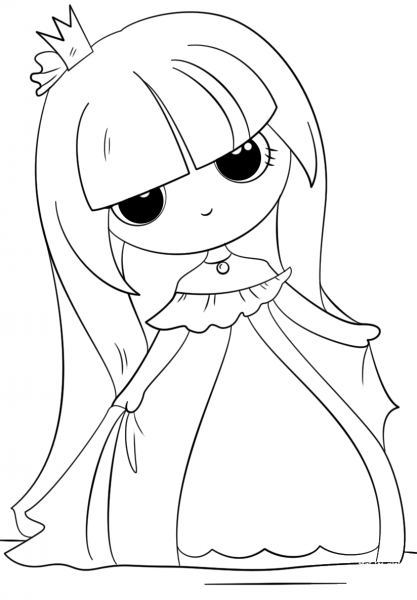 Kawaii Princess coloring page image