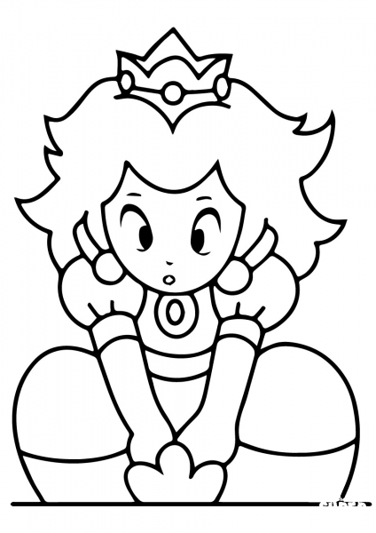 Kawaii Princess Peach coloring page image