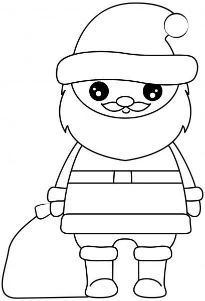 Kawaii Santa coloring page image