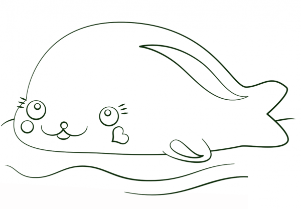 Kawaii Seal coloring page image