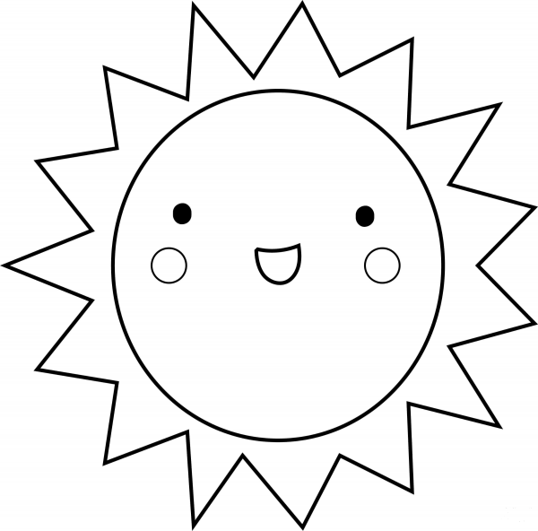 Kawaii Sun coloring page image