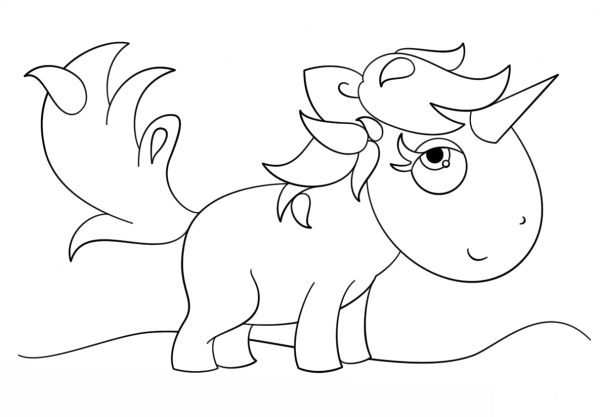 Kawaii Unicorn coloring page image
