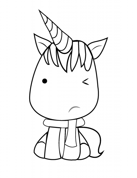 Kawaii Unicorn coloring page image
