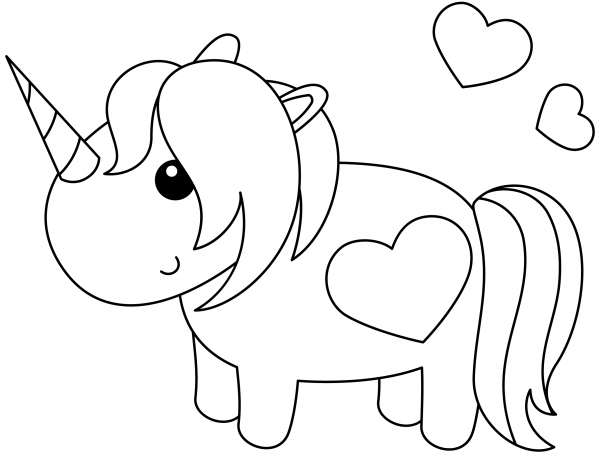 Kawaii Unicorn coloring page image