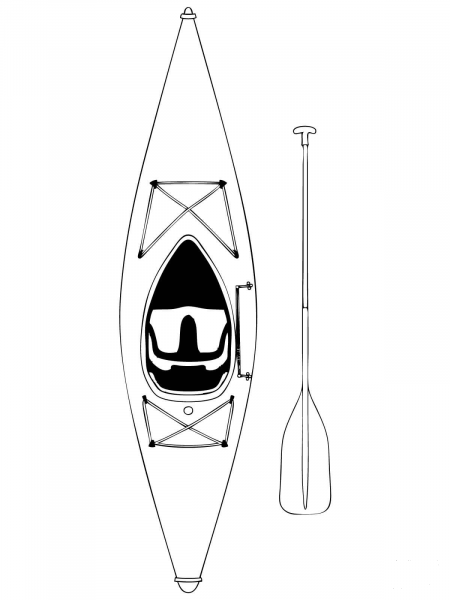 Kayak and Paddle coloring page image