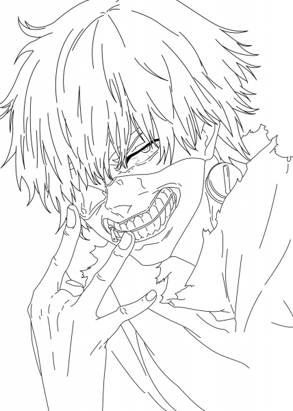 Ken Kaneki from Tokyo Ghoul Manga coloring page image