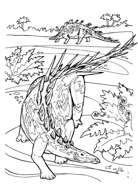 Kentrosaurus Stegosaurid Jurassic Dinosaur coloring page image