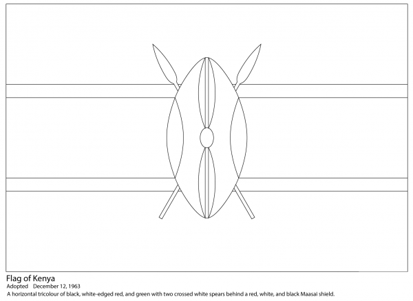 Kenya Flag  coloring page image