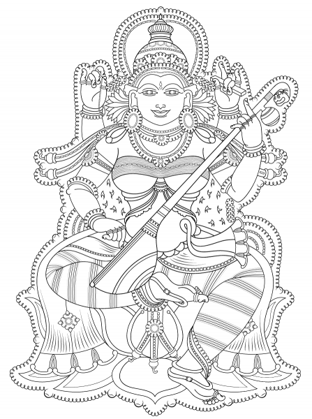 Kerala Mural coloring page image